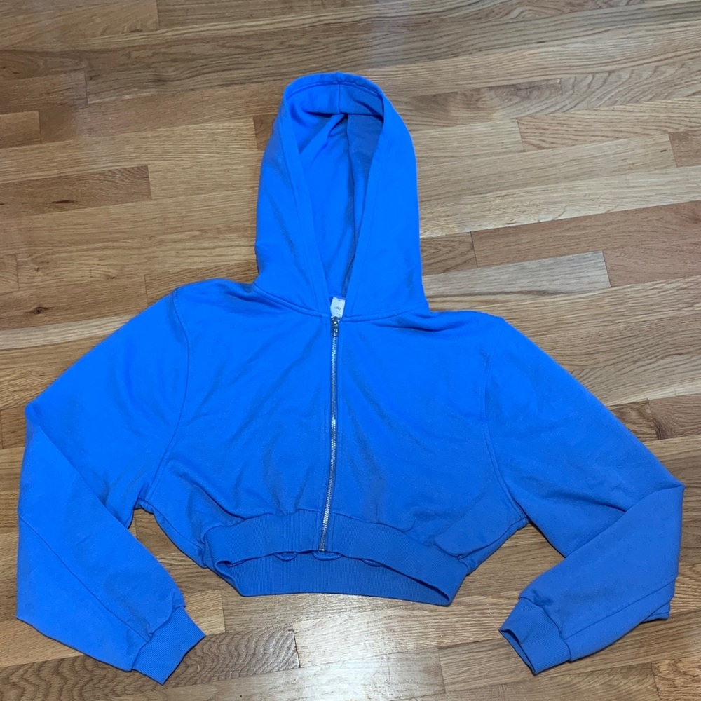 EUC Alo “Sweet Escape” Hoodie in “Crystal Clear” blue